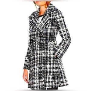 Karl Lagerfeld Black and White Tweed Coat